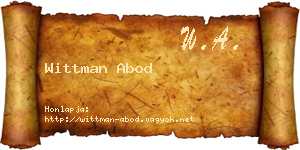 Wittman Abod névjegykártya